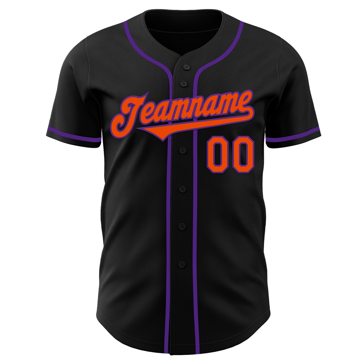 Custom Black Orange-Purple Authentic Baseball Jersey view 2