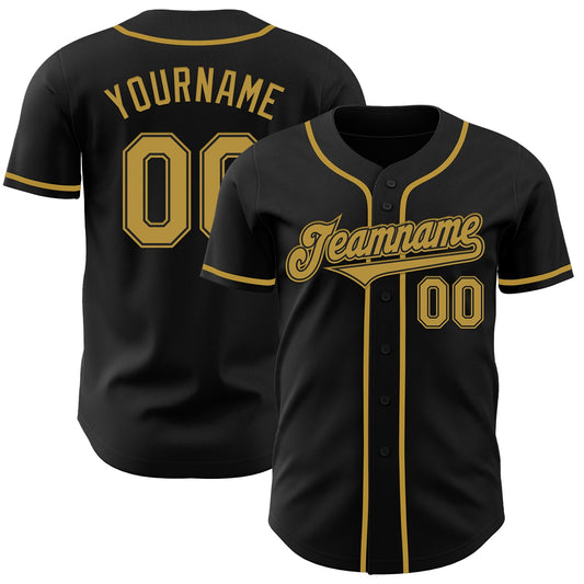 Custom Black Old Gold Authentic Baseball Jersey - Main View