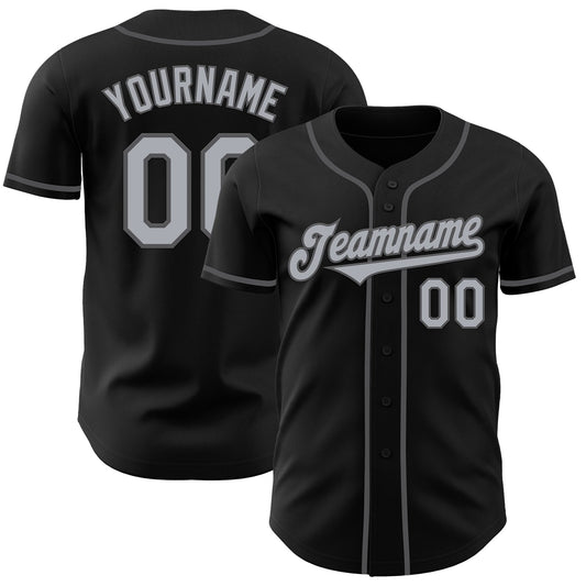 Custom Black Gray-Steel Gray Authentic Baseball Jersey - Main View