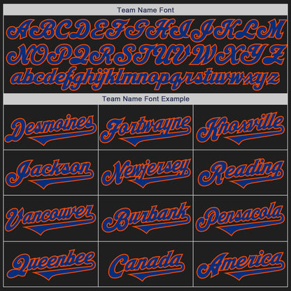 Custom Black Royal-Orange Authentic Baseball Jersey view 4