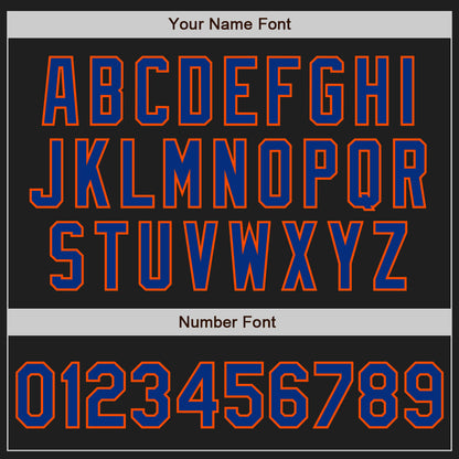 Custom Black Royal-Orange Authentic Baseball Jersey view 5