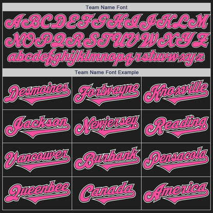 Custom Black White Pinstripe Pink Authentic Baseball Jersey view 4