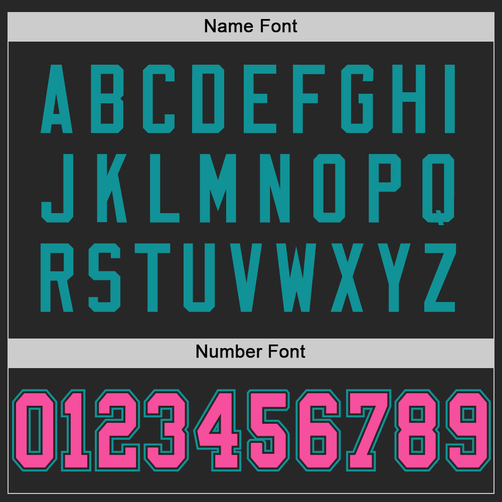 Custom Black Pink-Teal Mesh Authentic Football Jersey view 4
