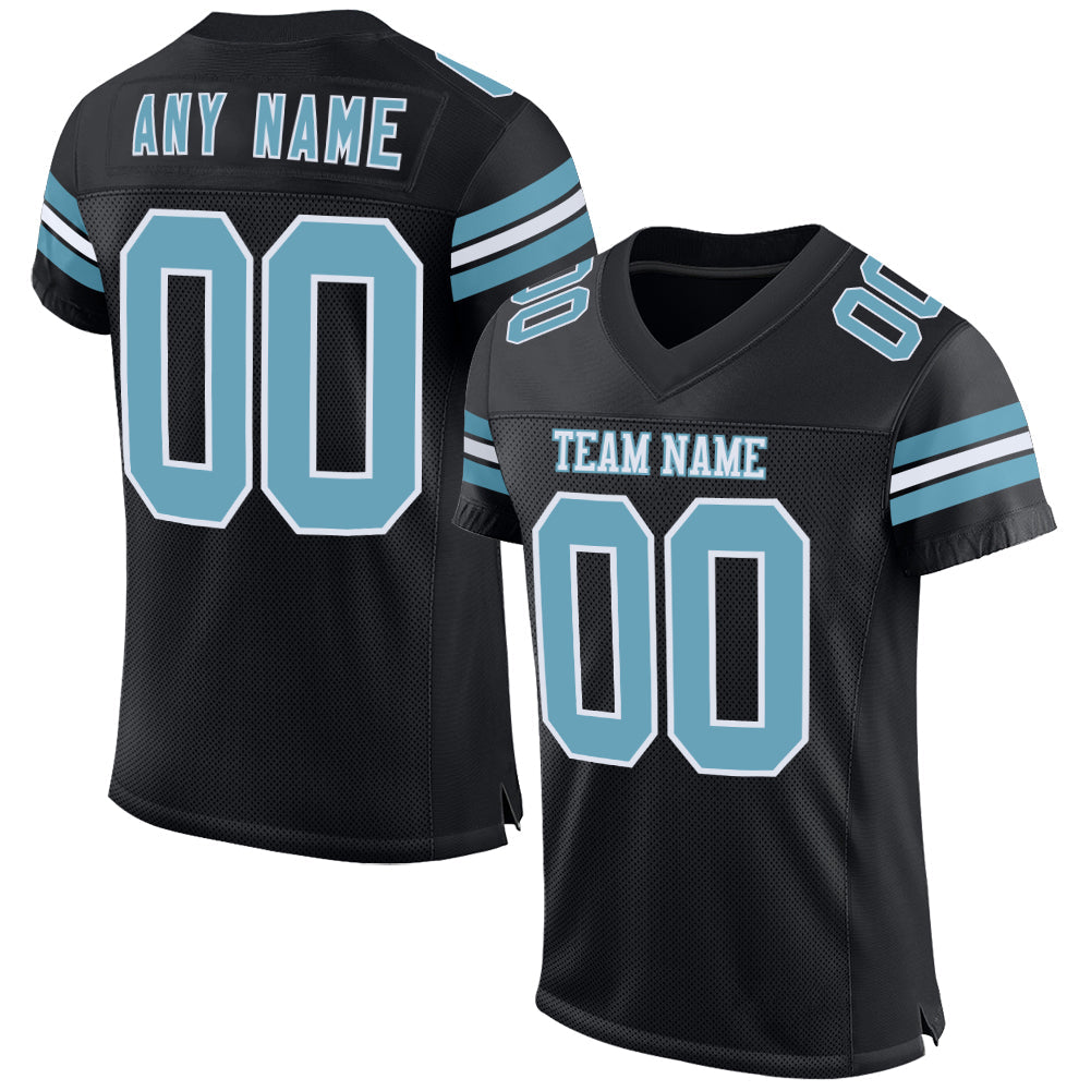 Custom Black Shadow Blue-White Mesh Authentic Football Jersey - Main View