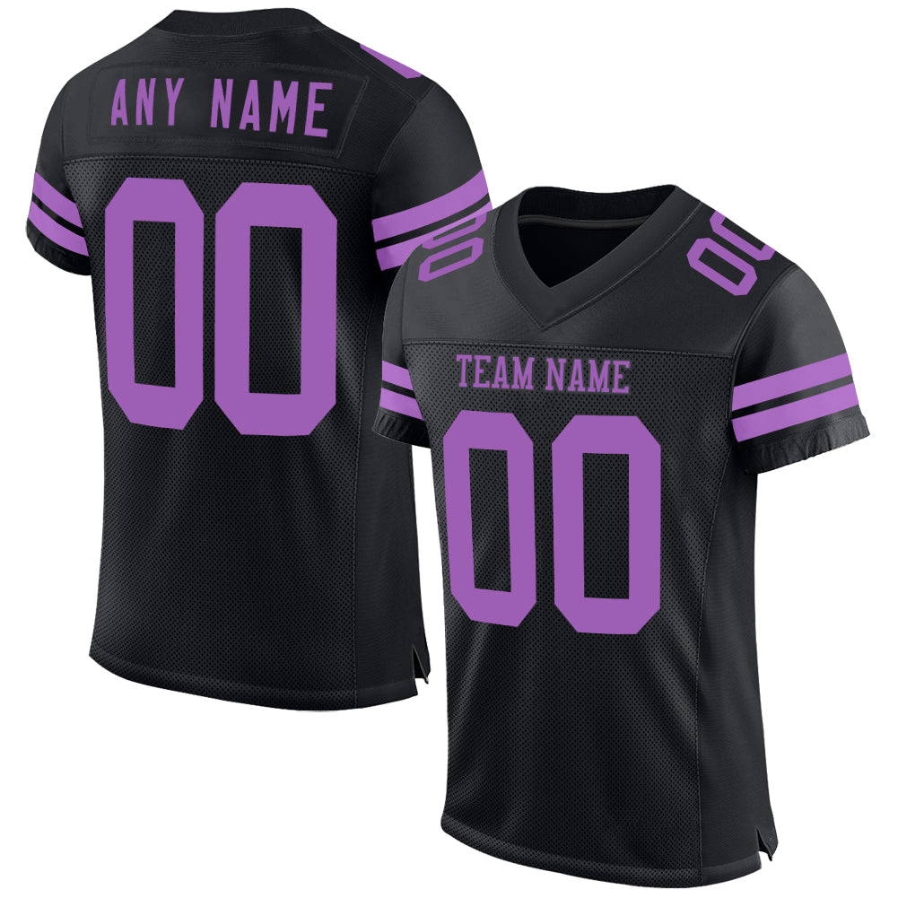 Custom Black Medium Purple Mesh Authentic Football Jersey - Main View