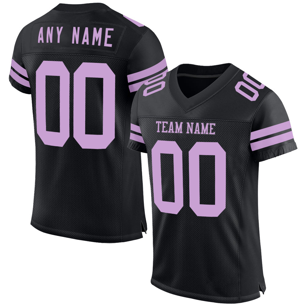Custom Black Light Purple Mesh Authentic Football Jersey - Main View
