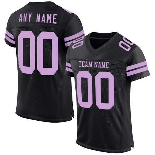 Custom Black Light Purple Mesh Authentic Football Jersey - Main View