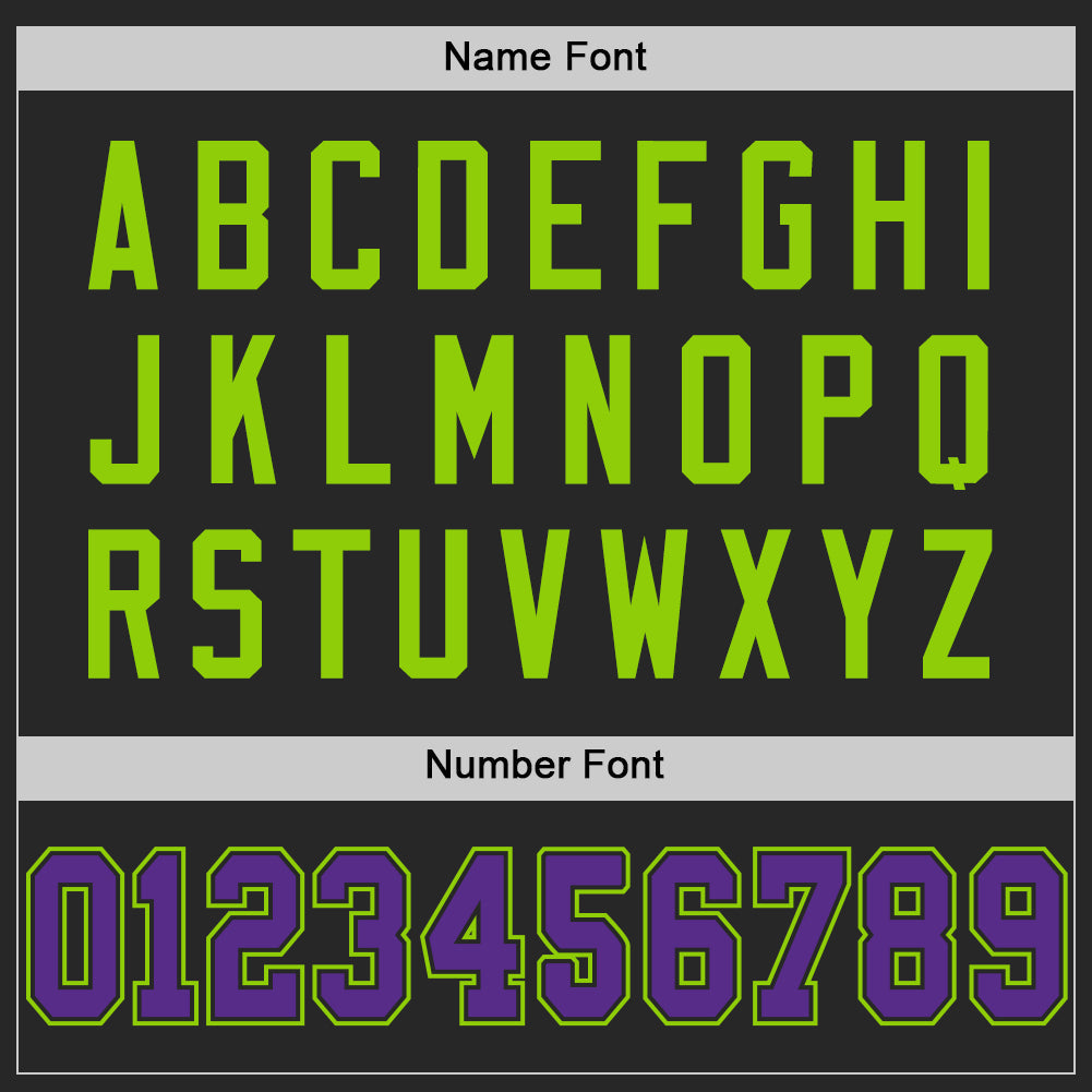 Custom Black Purple-Neon Green Mesh Authentic Football Jersey view 4