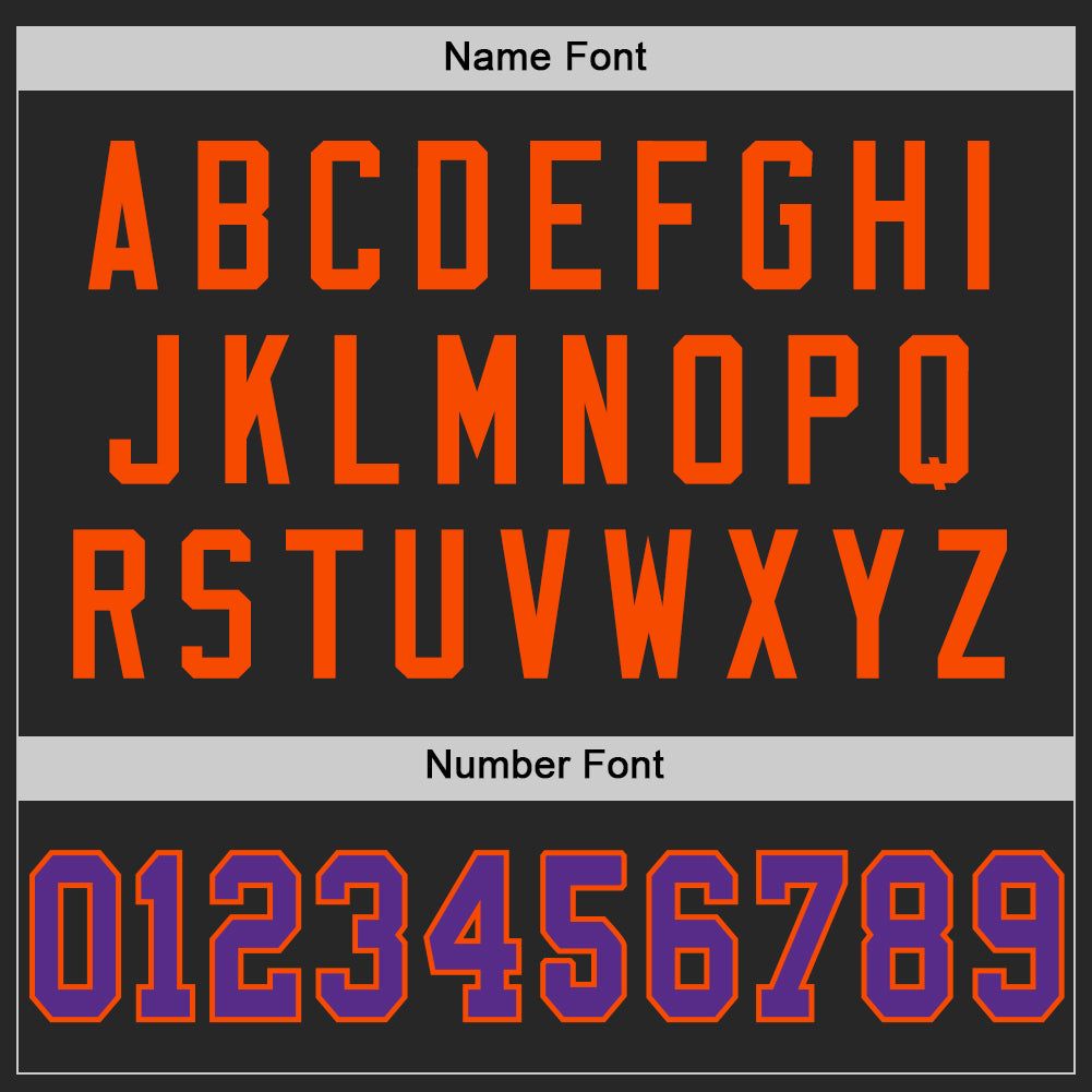 Custom Black Purple-Orange Mesh Authentic Football Jersey view 4