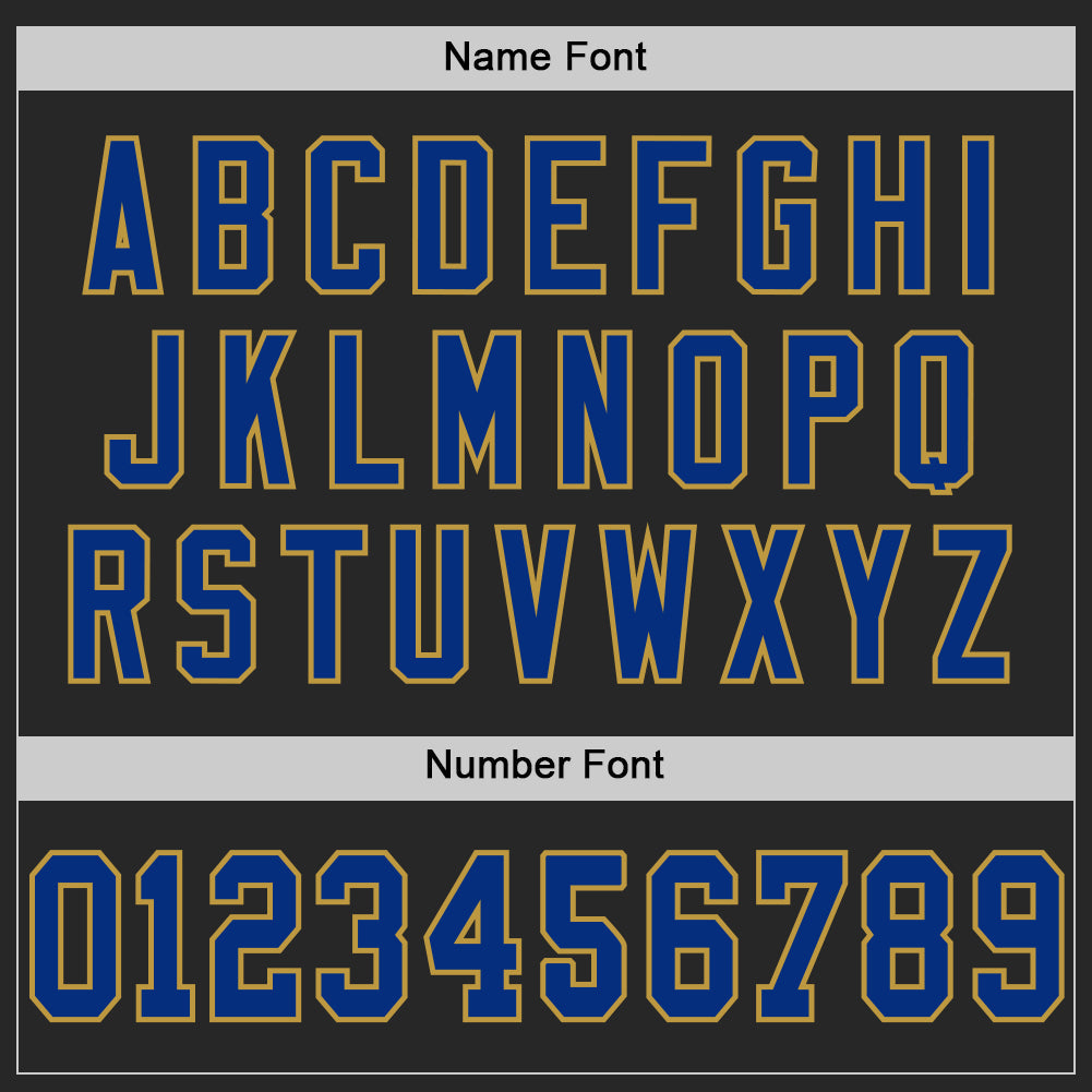 Custom Black Royal-Old Gold Mesh Authentic Football Jersey view 4