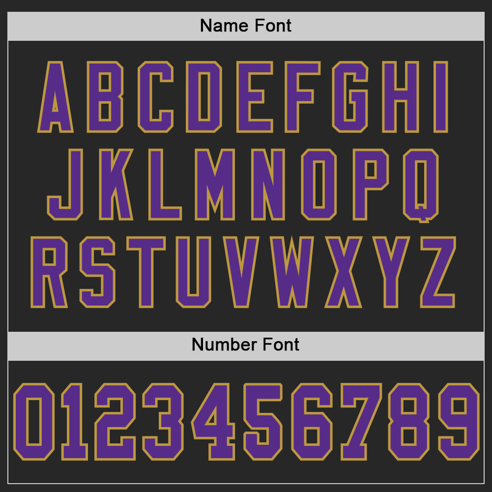 Custom Black Purple-Old Gold Mesh Authentic Football Jersey view 4