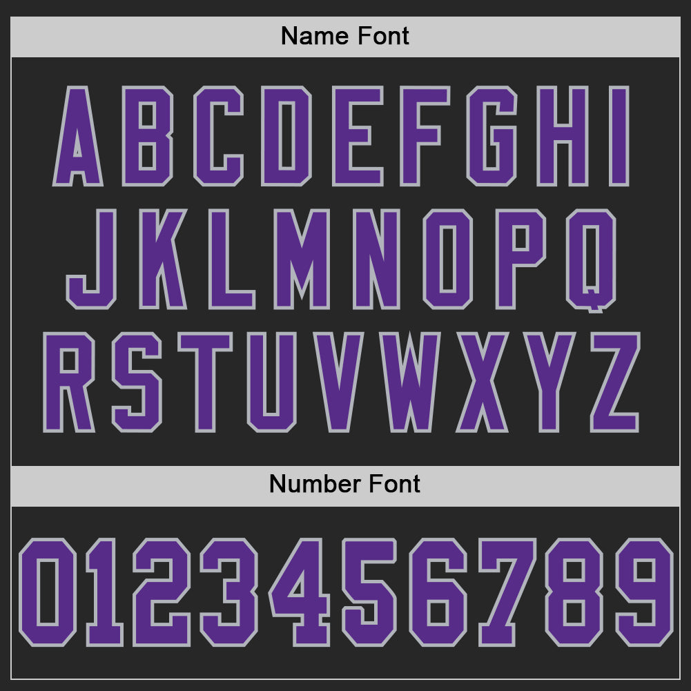Custom Black Purple-Gray Mesh Authentic Football Jersey view 4