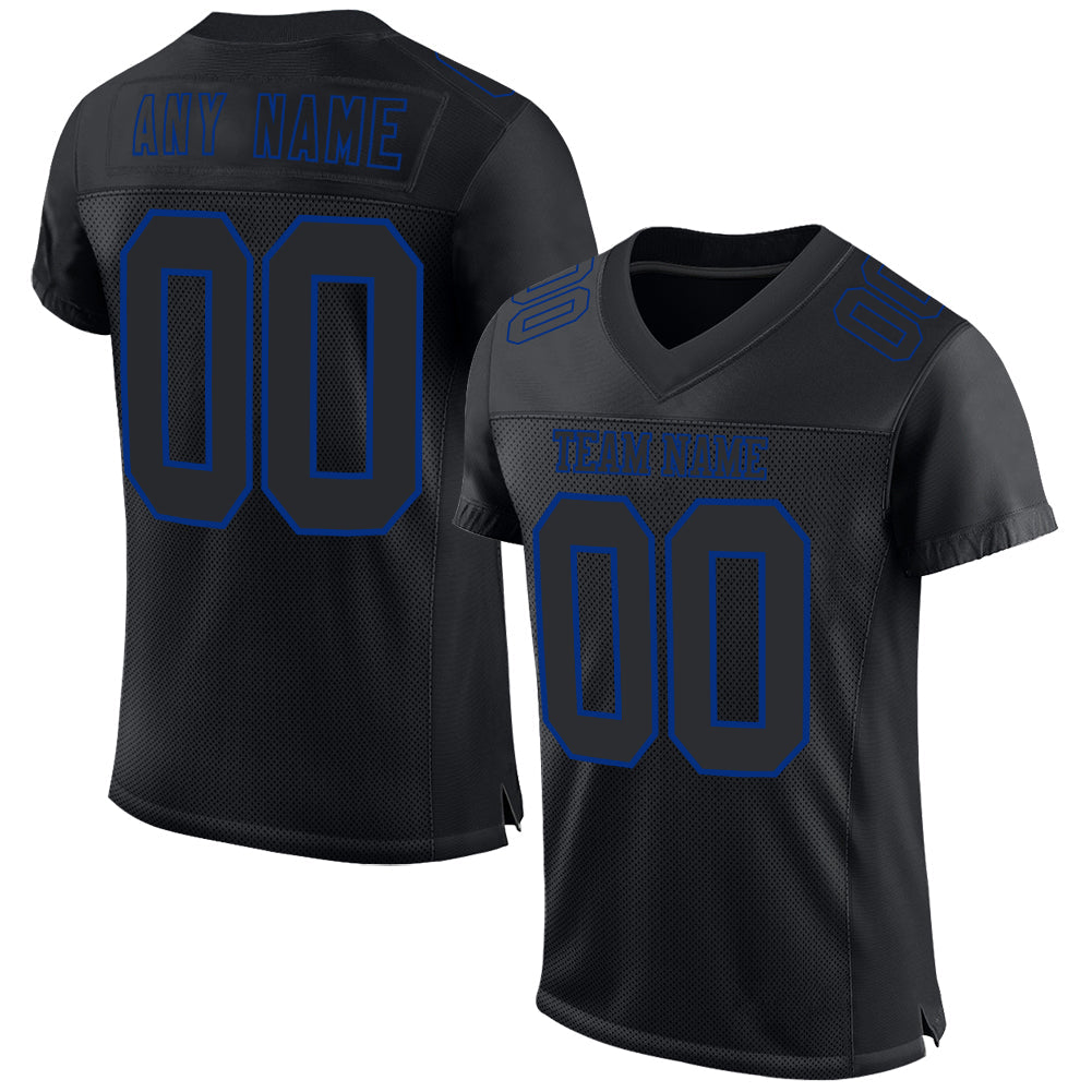 Custom Black Royal Mesh Authentic Football Jersey - Main View
