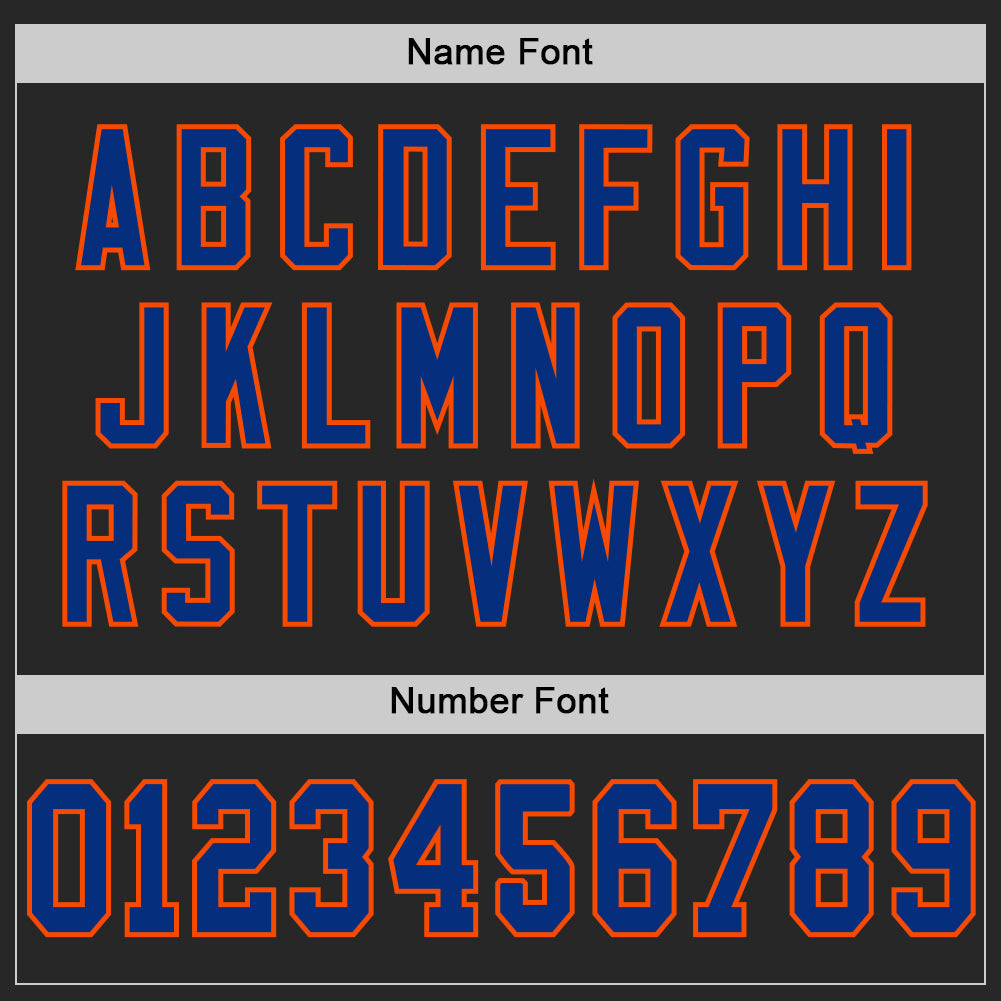 Custom Black Royal-Orange Mesh Authentic Football Jersey view 4