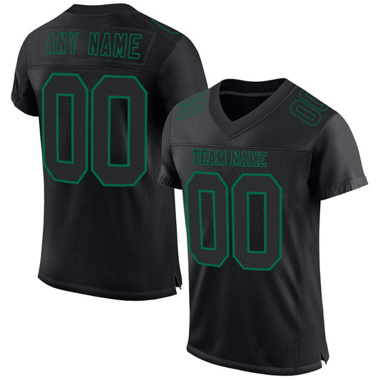 Custom Black Kelly Green Mesh Authentic Football Jersey - Main View