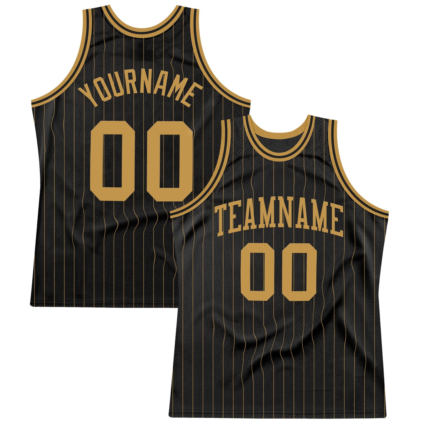 Custom Black Old Gold Pinstripe Old Gold Authentic Basketball Jersey - Main View