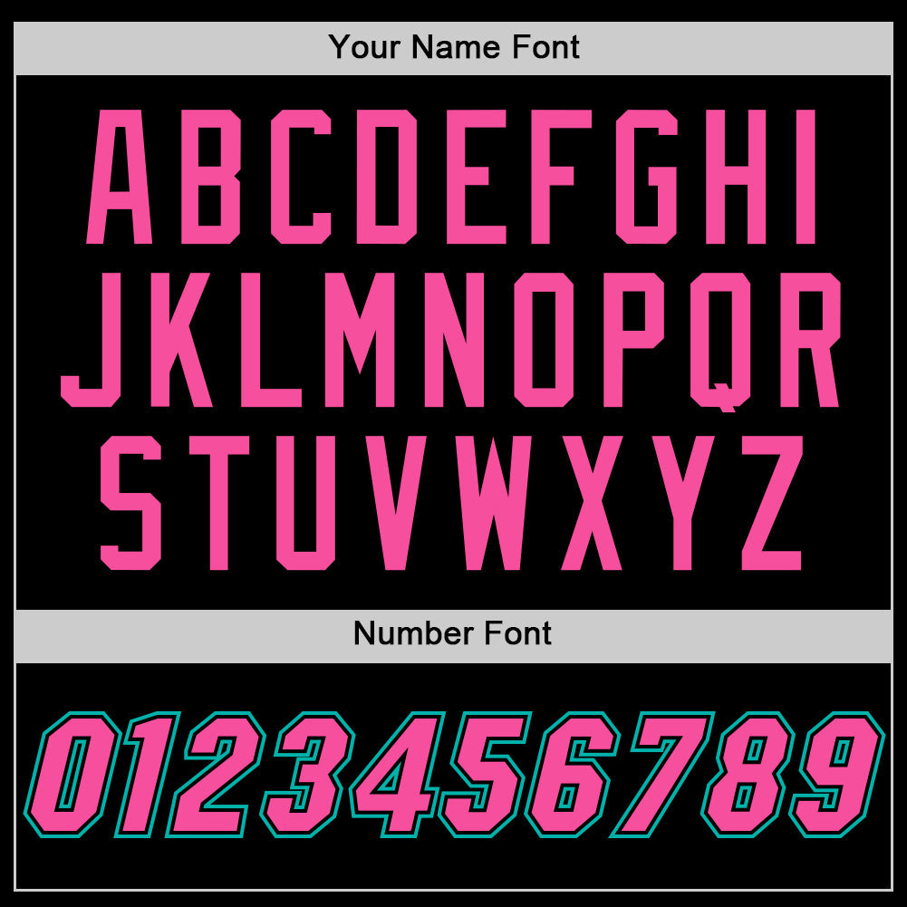 Custom Black Pink-Aqua Authentic Throwback Basketball Jersey view 4