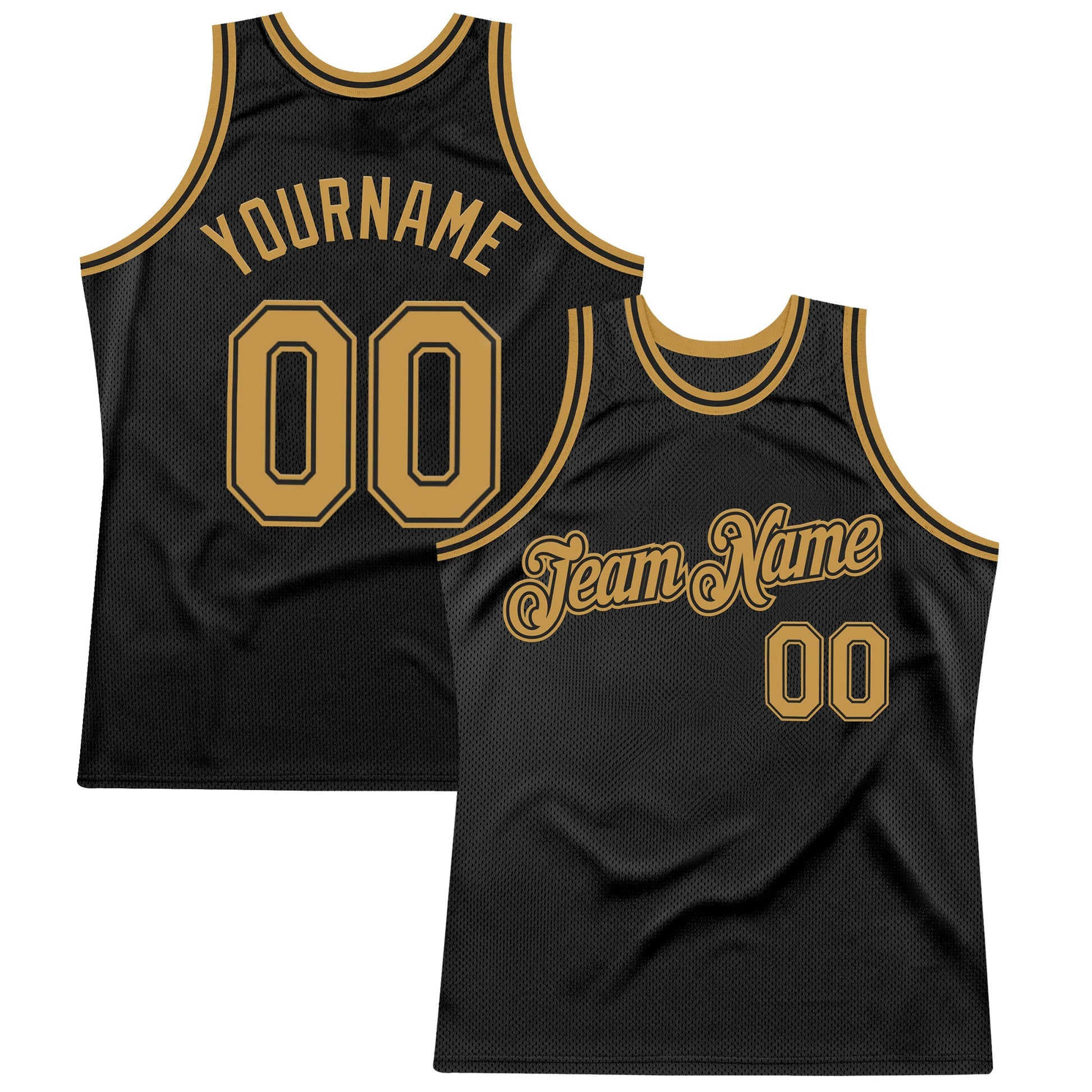 Custom Black Old Gold Authentic Throwback Basketball Jersey - Main View