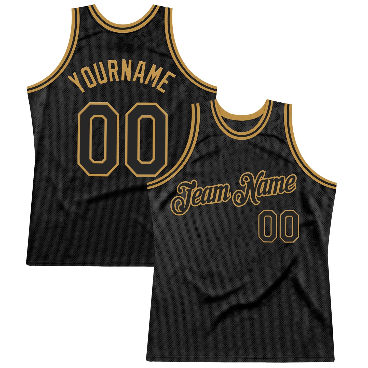 Custom Black Old Gold Authentic Throwback Basketball Jersey - Main View