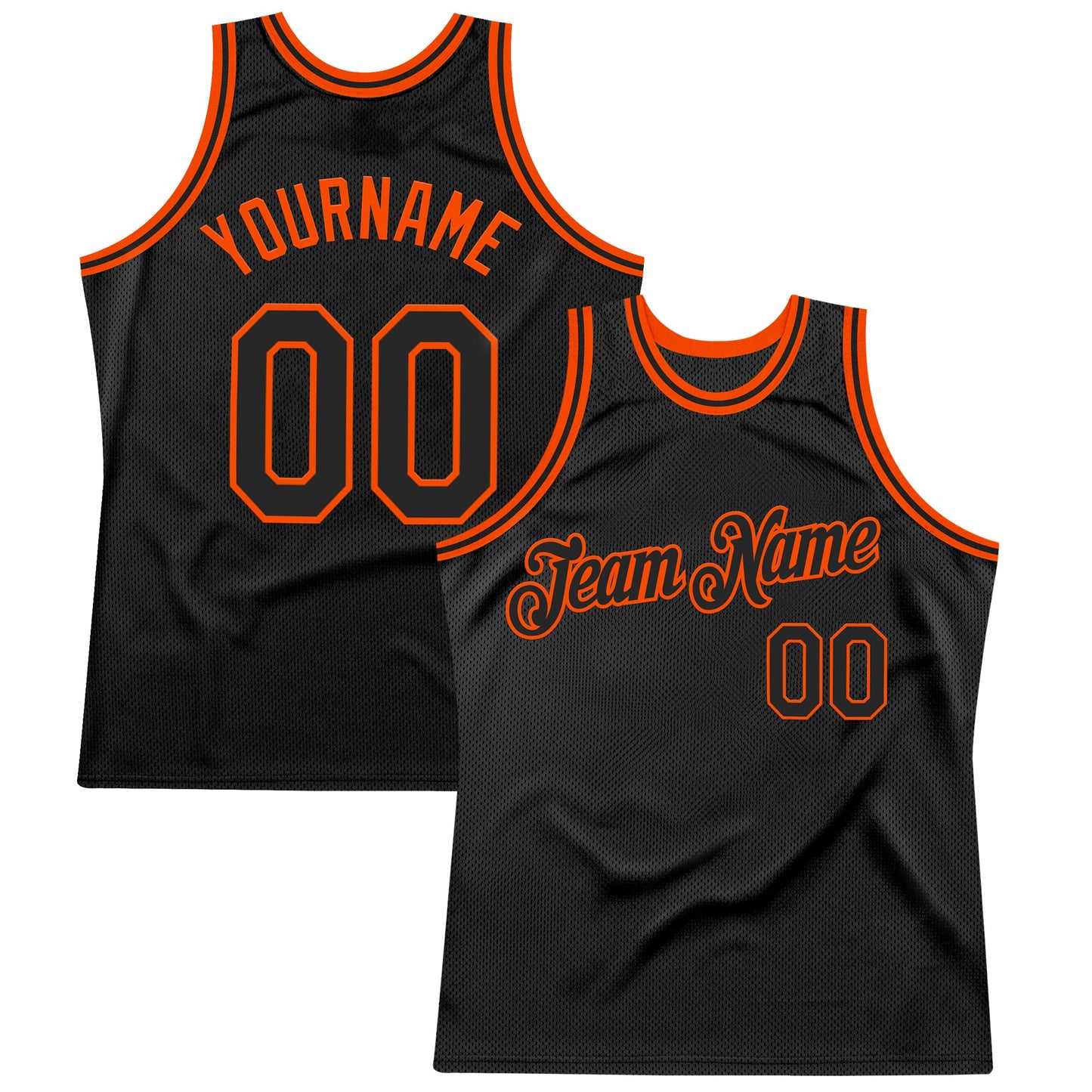 Custom Black Orange Authentic Throwback Basketball Jersey - Main View