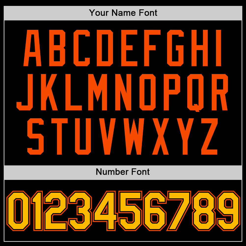 Custom Black Gold-Orange Authentic Throwback Basketball Jersey view 4