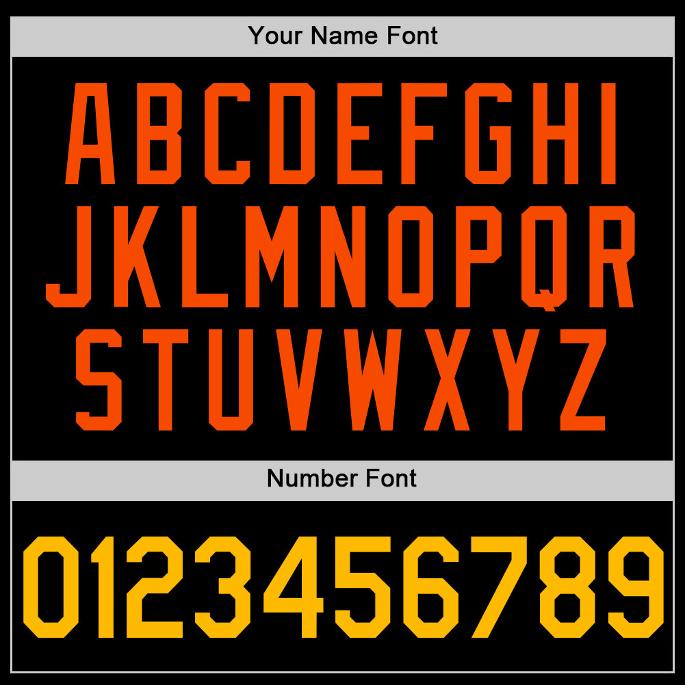 Custom Black Gold-Orange Authentic Throwback Basketball Jersey view 4