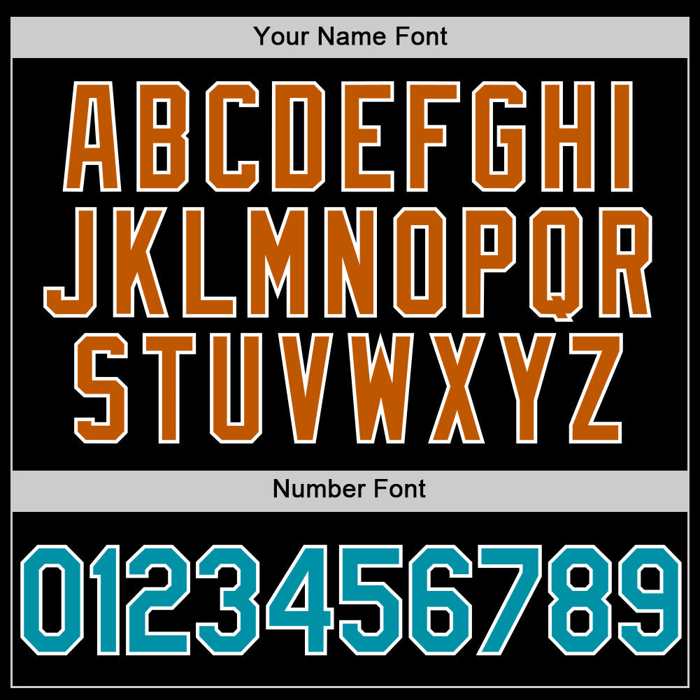 Custom Black Teal-Texas Orange Authentic Throwback Basketball Jersey view 4