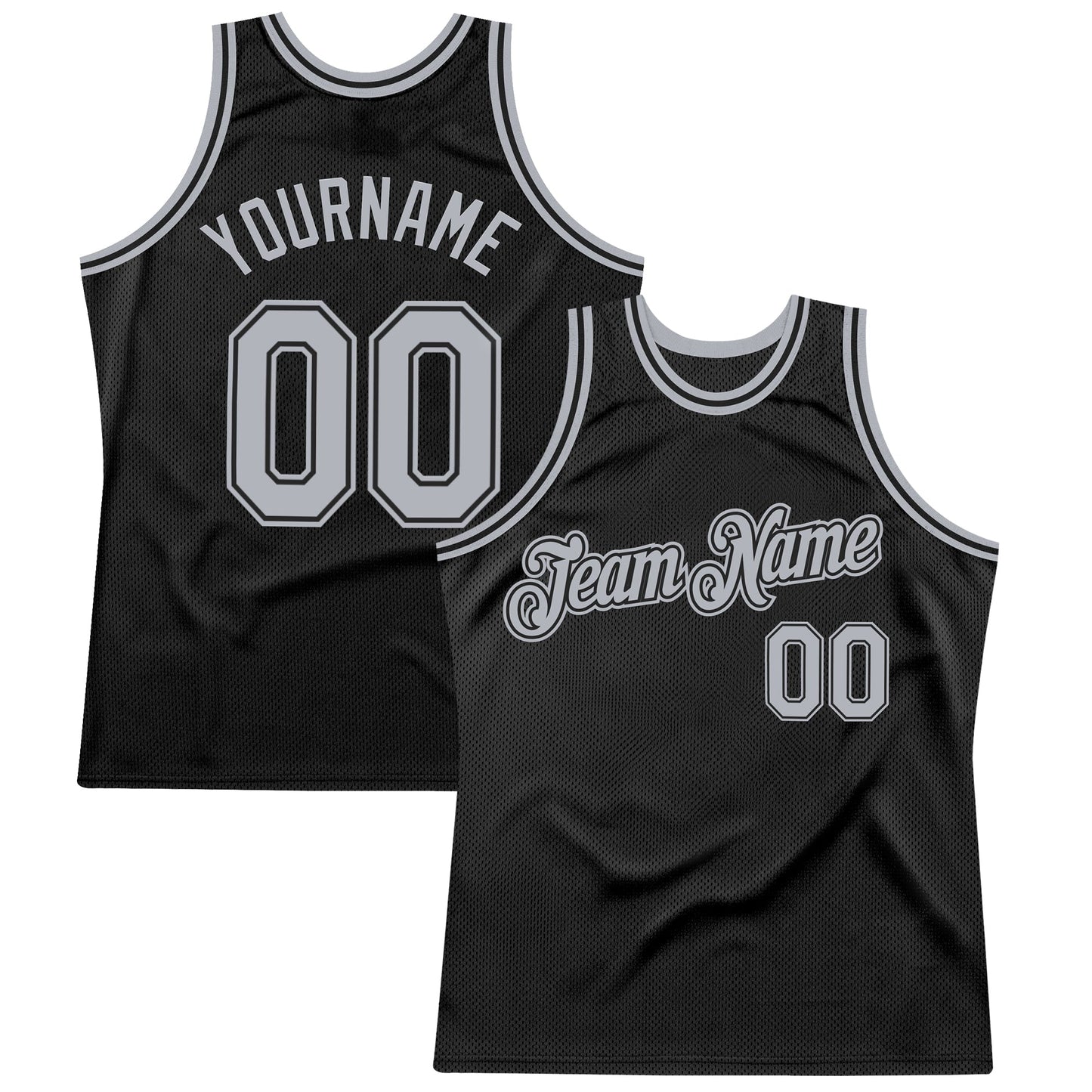 Custom Black Gray Authentic Throwback Basketball Jersey - Main View