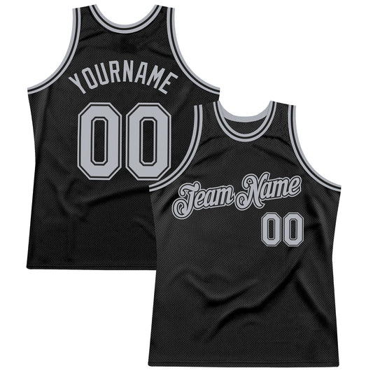 Custom Black Gray Authentic Throwback Basketball Jersey - Main View