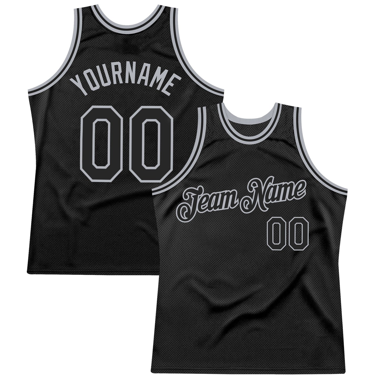 Custom Black Gray Authentic Throwback Basketball Jersey - Main View