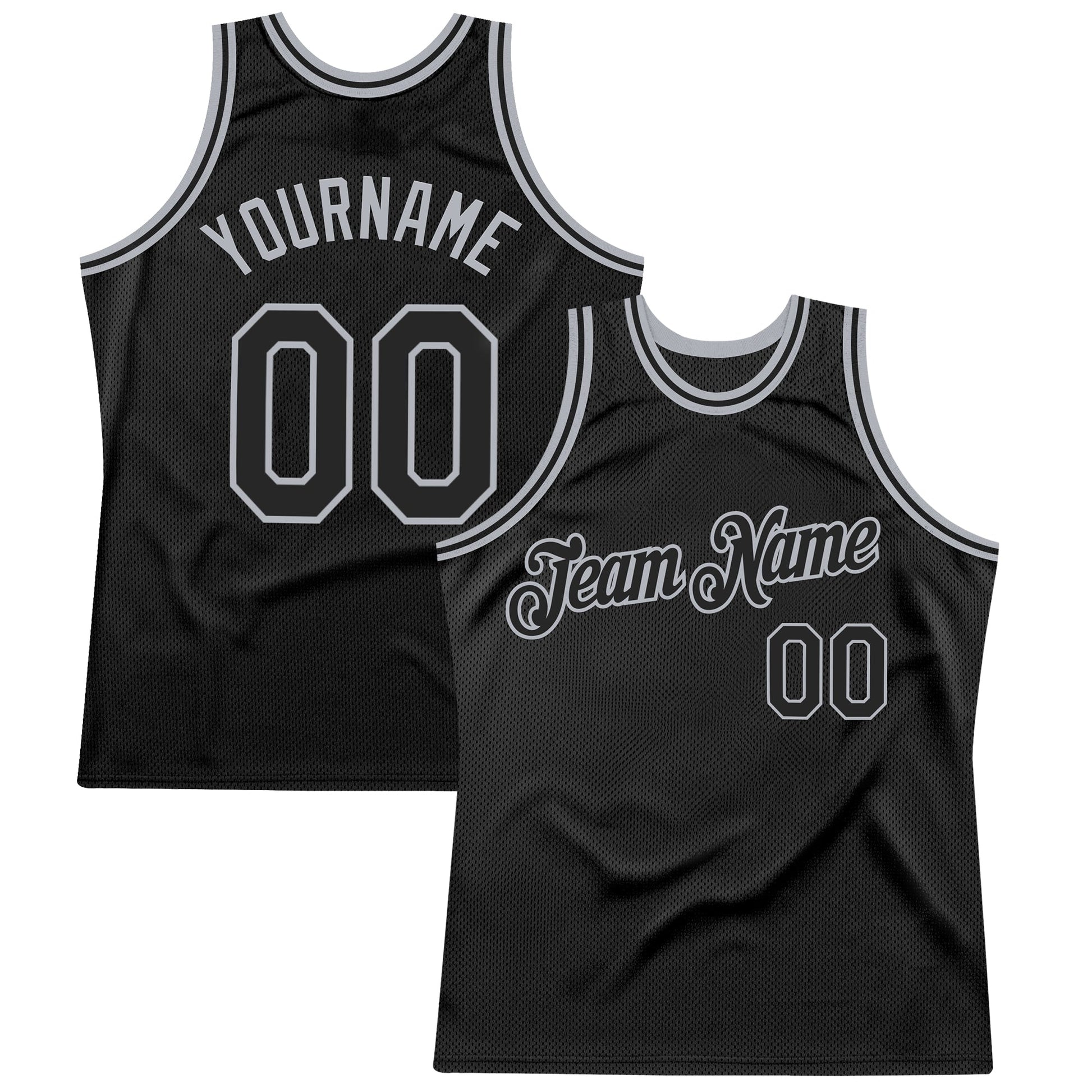 Custom Black Gray Authentic Throwback Basketball Jersey - Main View