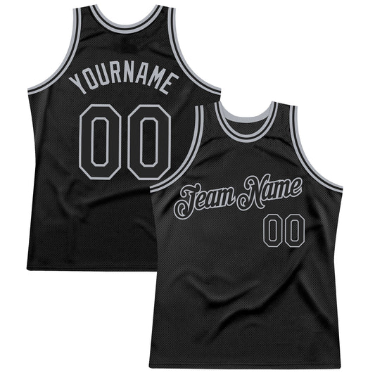 Custom Black Gray Authentic Throwback Basketball Jersey - Main View