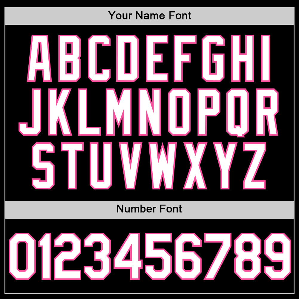 Custom Black White-Pink Authentic Throwback Basketball Jersey view 4