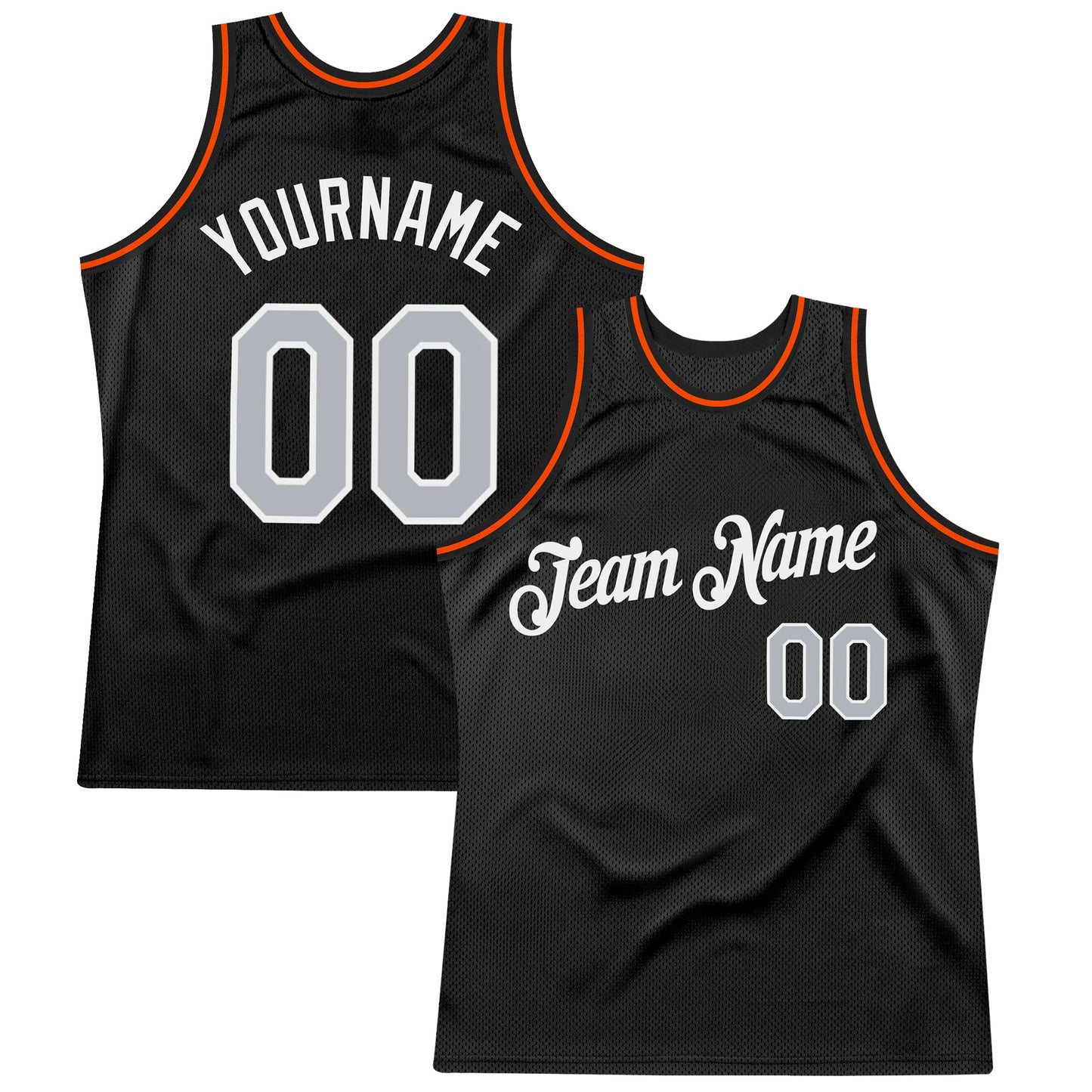 Custom Black Gray-Orange Authentic Throwback Basketball Jersey - Main View