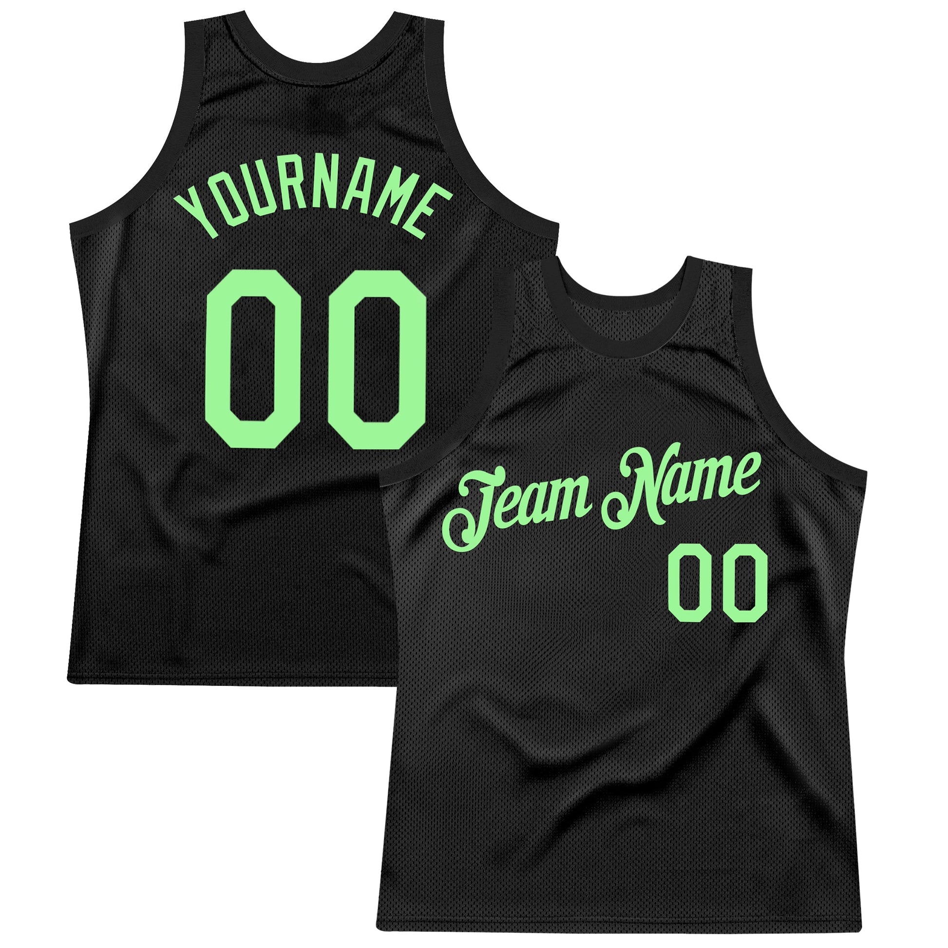 Custom Black Pea Green Authentic Throwback Basketball Jersey - Main View