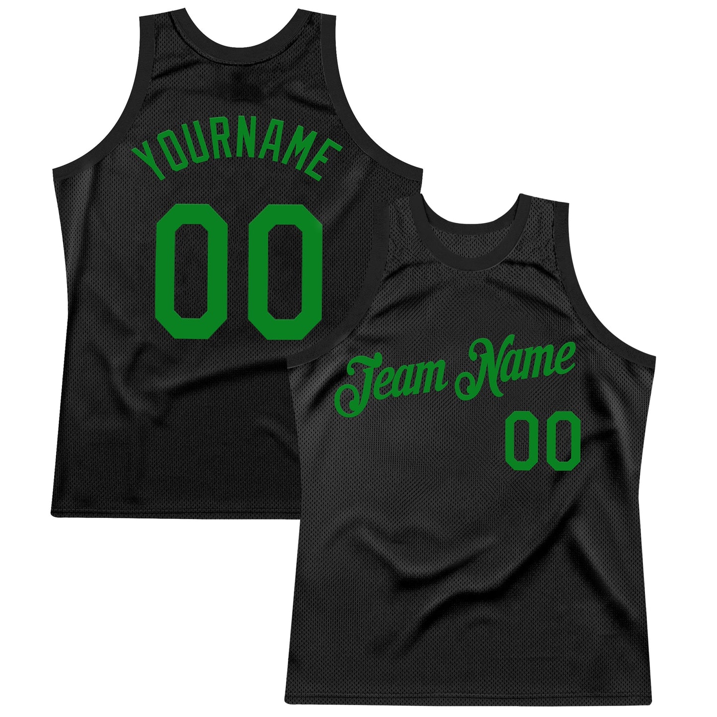 Custom Black Grass Green Authentic Throwback Basketball Jersey - Main View