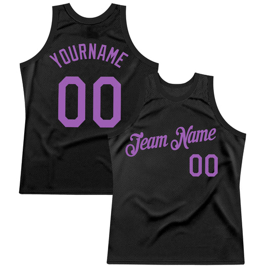 Custom Black Medium Purple Authentic Throwback Basketball Jersey - Main View