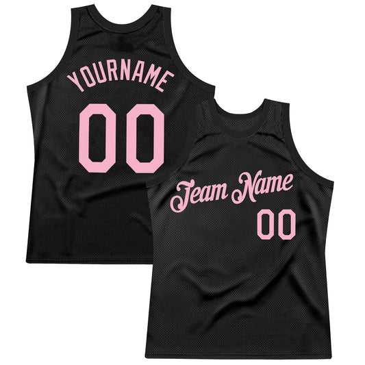 Custom Black Light Pink Authentic Throwback Basketball Jersey - Main View