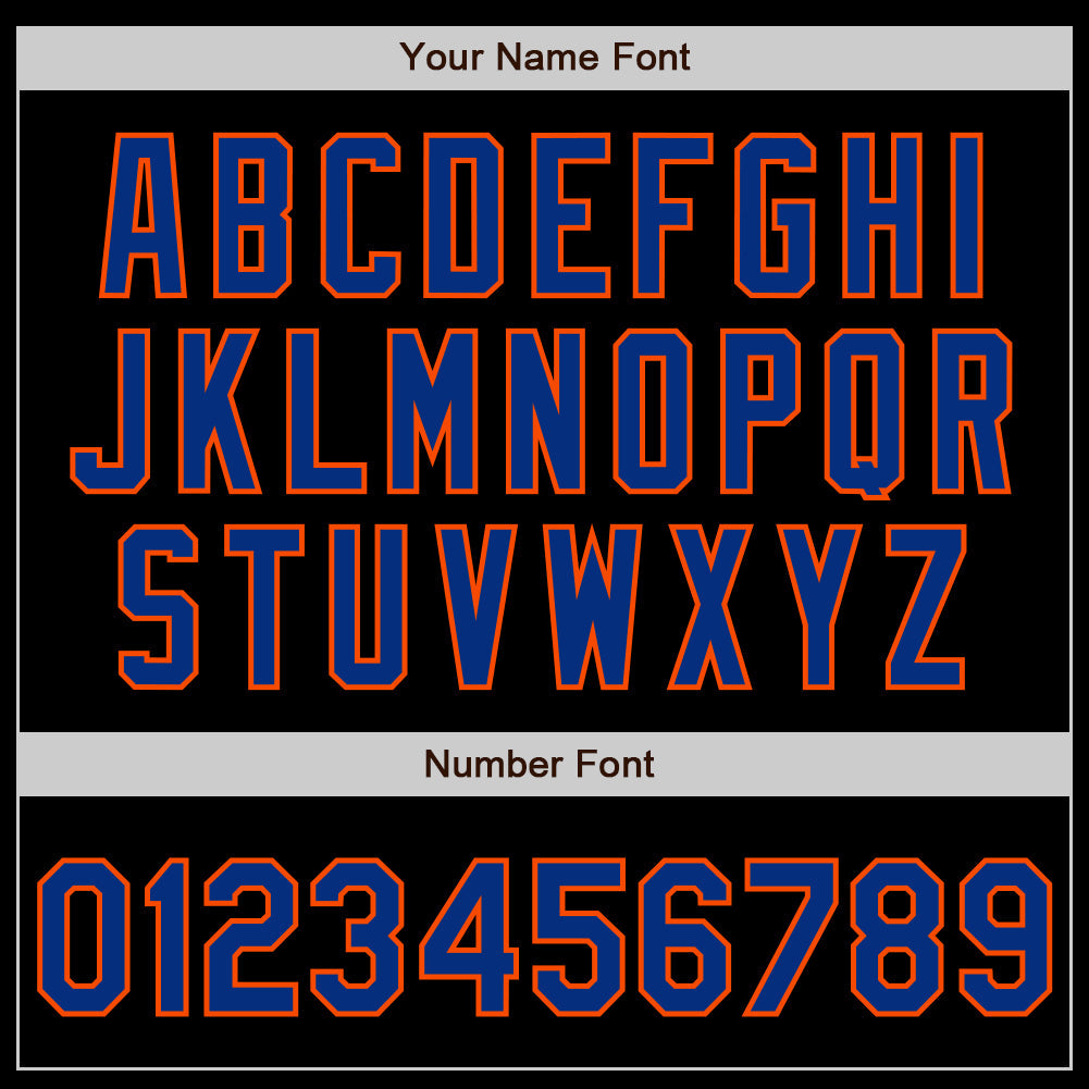 Custom Black Royal-Orange Authentic Baseball Jersey view 4