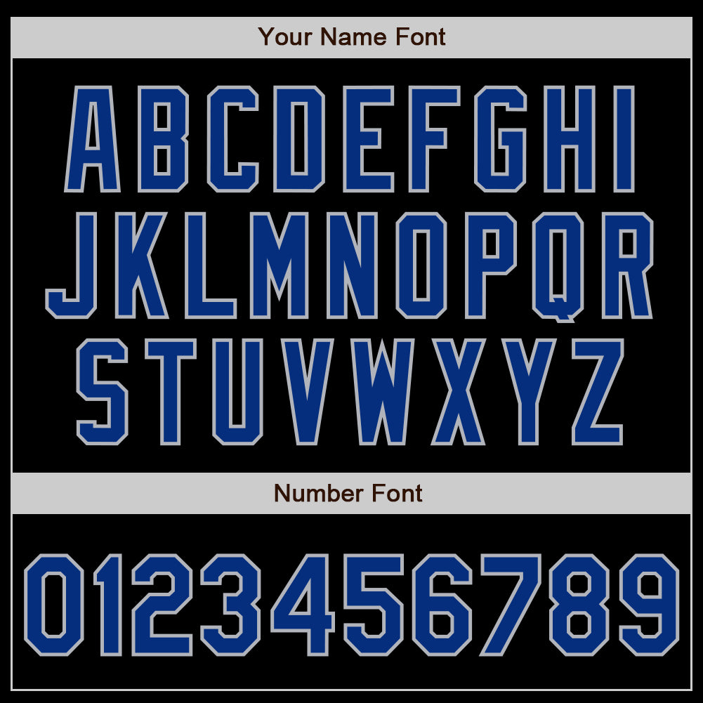 Custom Black Royal-Gray Authentic Baseball Jersey view 4