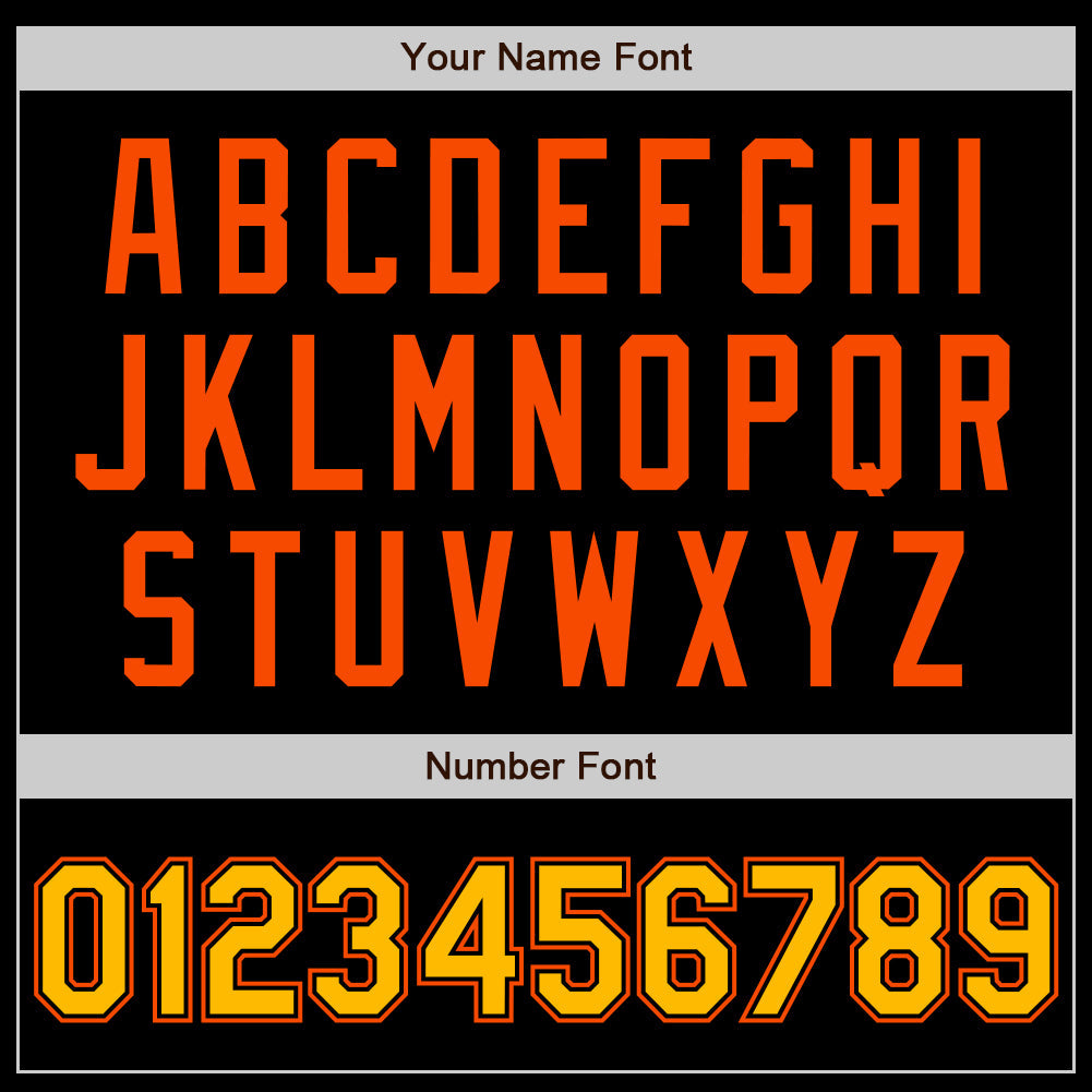 Custom Black Gold-Orange Authentic Baseball Jersey view 8