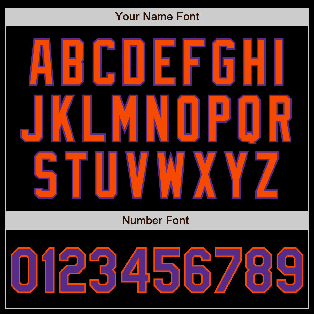 Custom Black Purple-Orange Authentic Baseball Jersey view 8