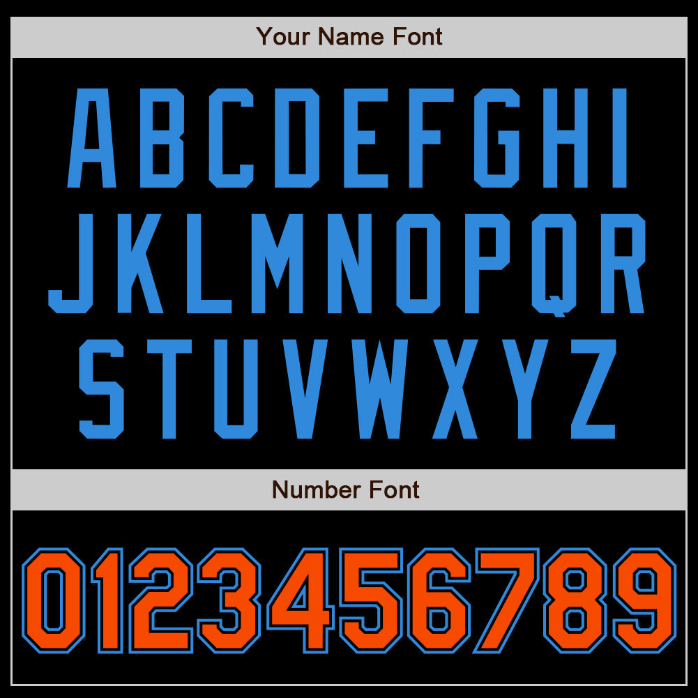 Custom Black Orange-Electric Blue Authentic Baseball Jersey view 4