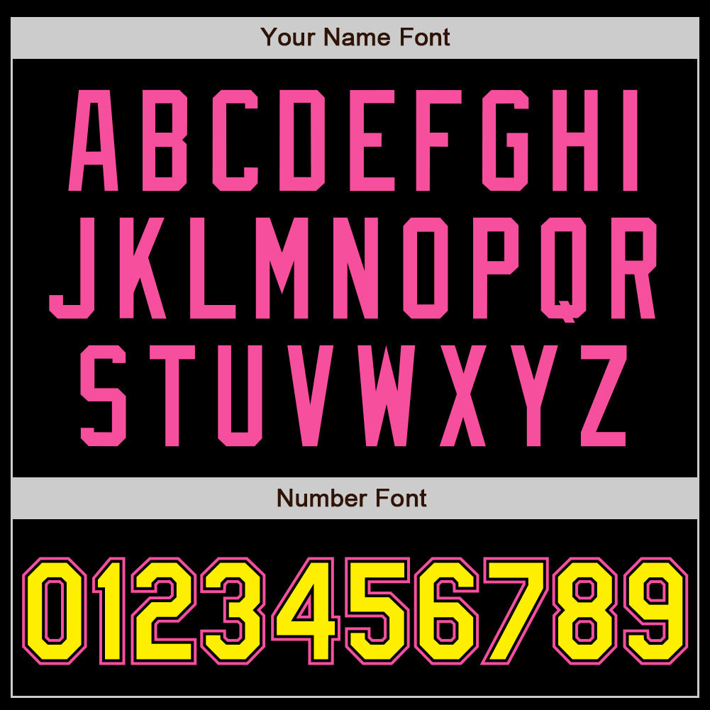 Custom Black Light Yellow-Pink Authentic Baseball Jersey view 4