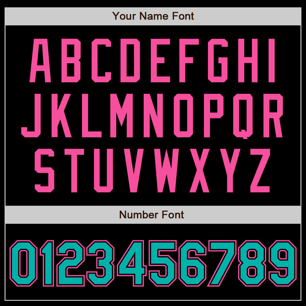 Custom Black Aqua-Pink Authentic Baseball Jersey view 8