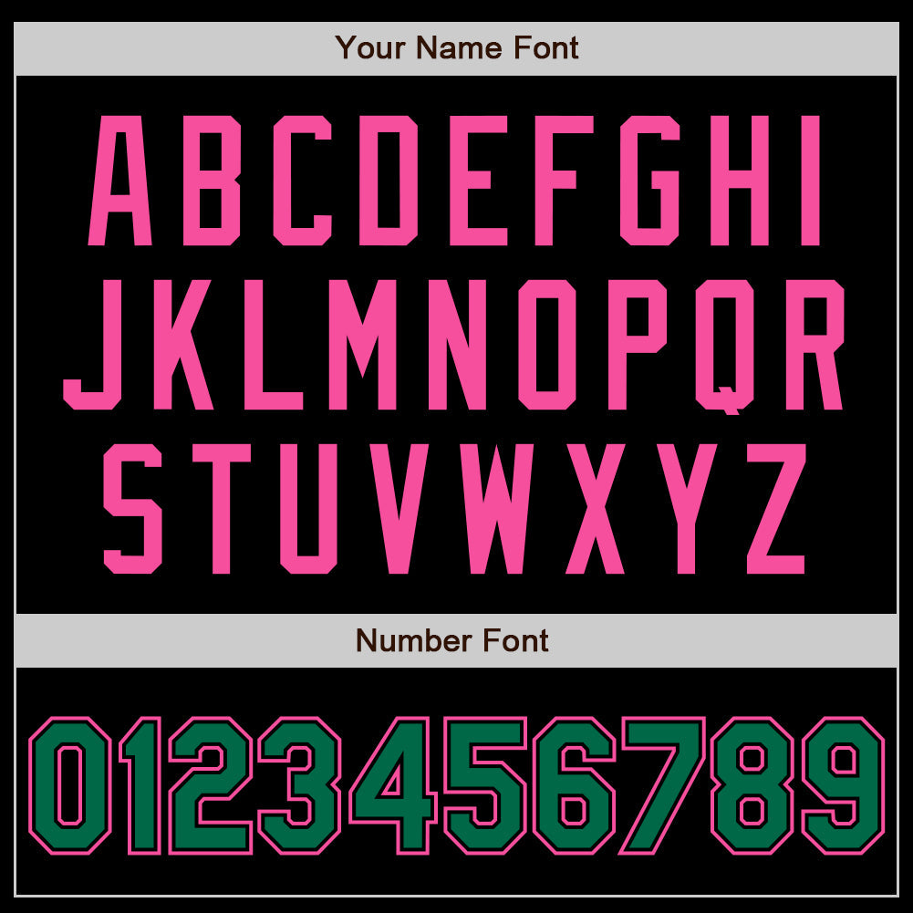 Custom Black Kelly Green-Pink Authentic Baseball Jersey view 8