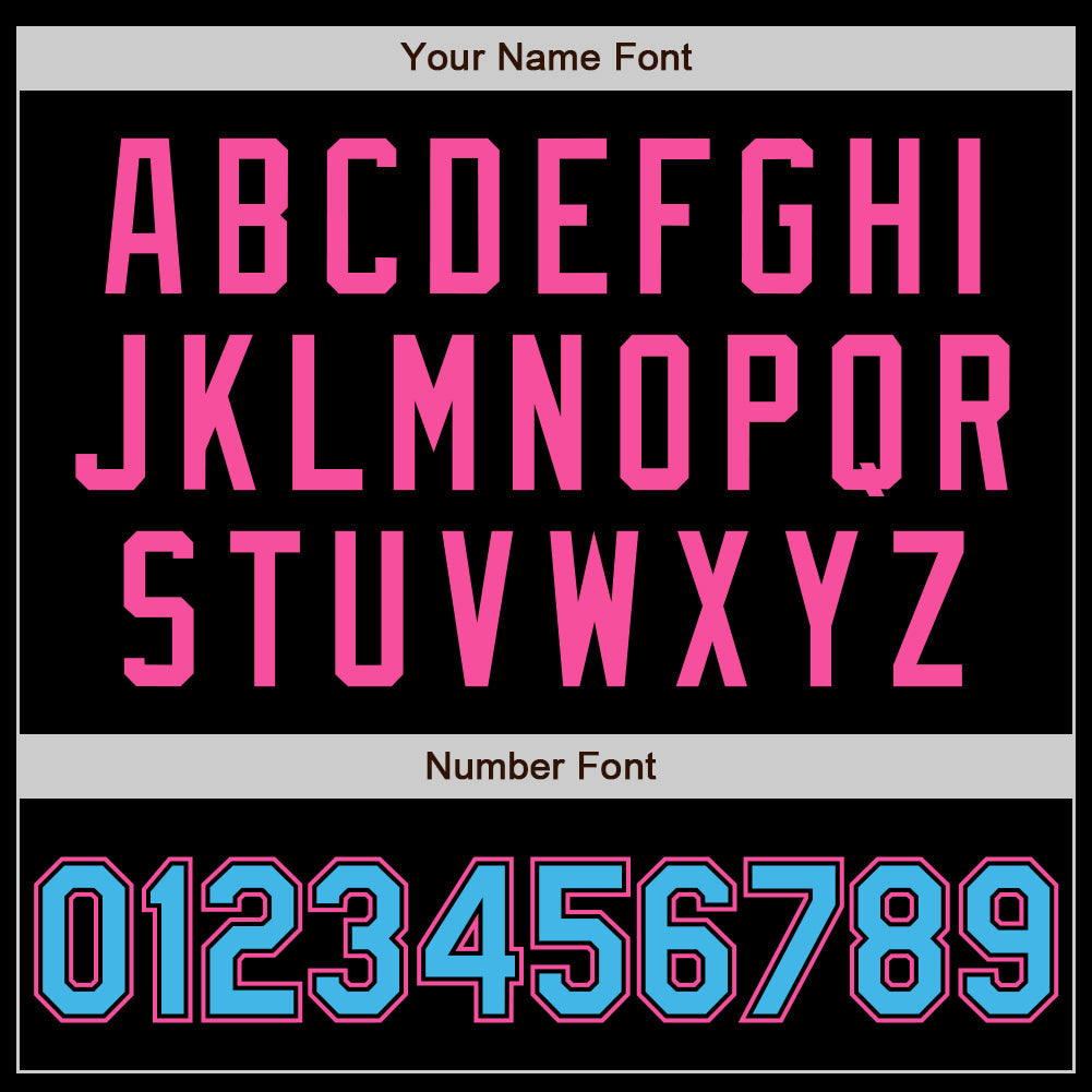 Custom Black Sky Blue-Pink Authentic Baseball Jersey view 8