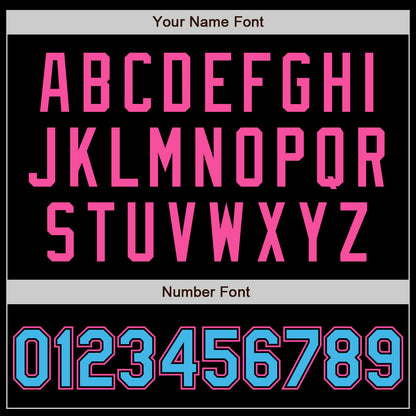 Custom Black Sky Blue-Pink Authentic Baseball Jersey view 8