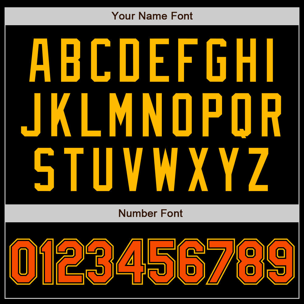 Custom Black Orange-Gold Authentic Baseball Jersey view 8