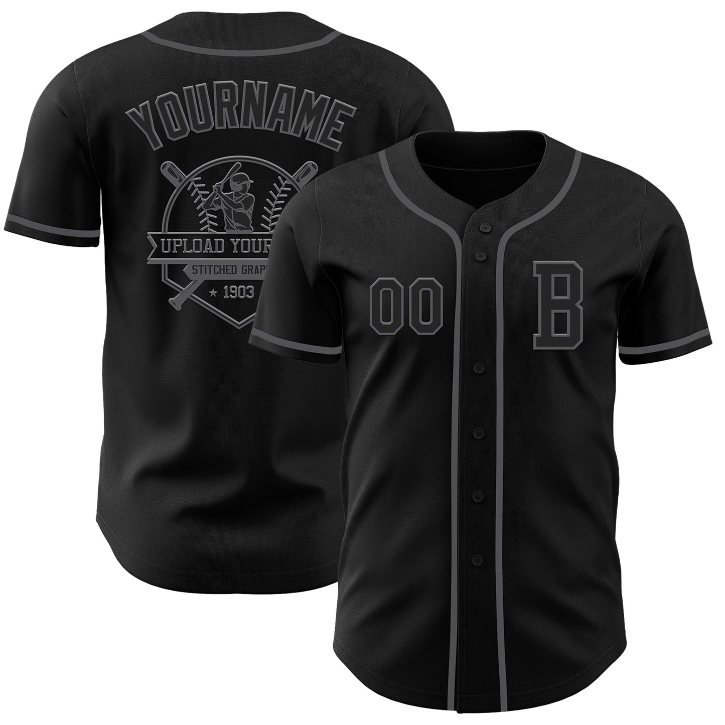 Custom Black Steel Gray Authentic Baseball Jersey view 5